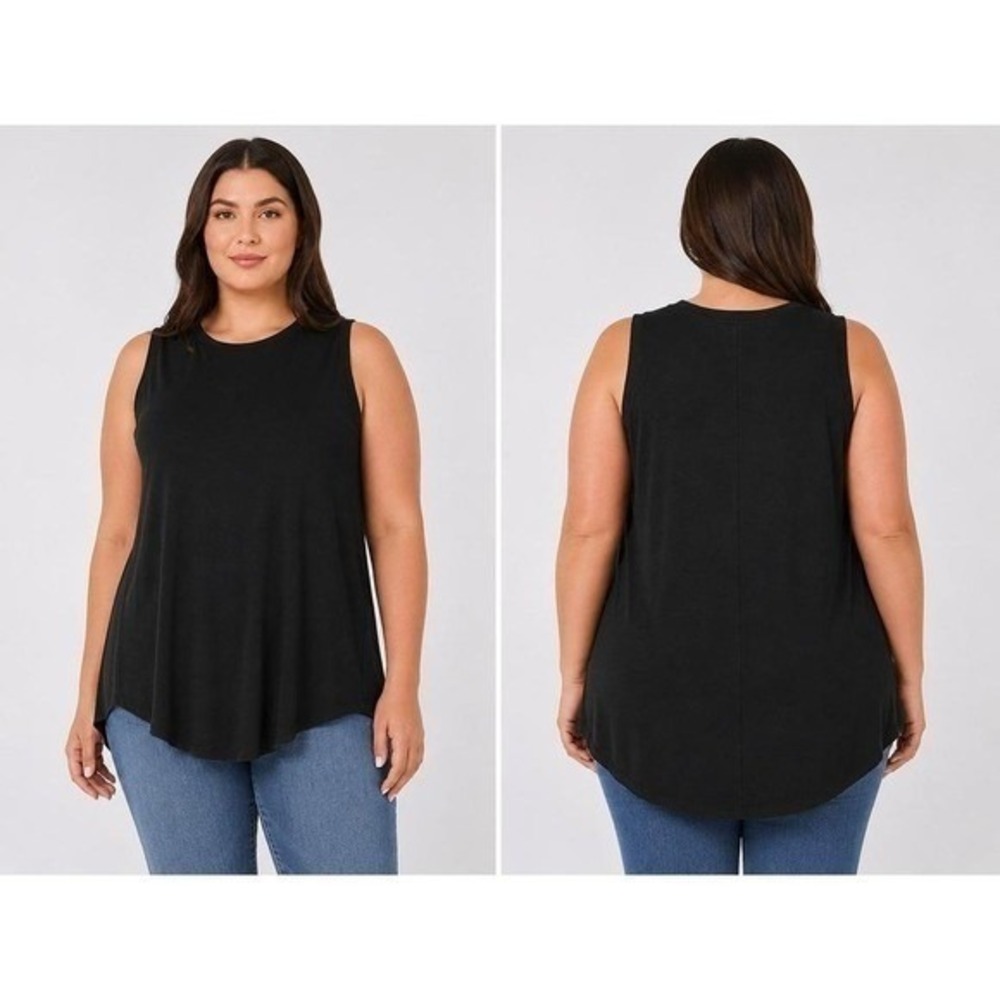 Women's Plus Size Tank Top by Zenana Hi-Low Black Size 1X New With Tags
